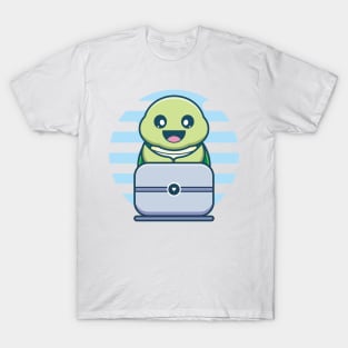 Cute Turtle Character Playing Personal Computer T-Shirt